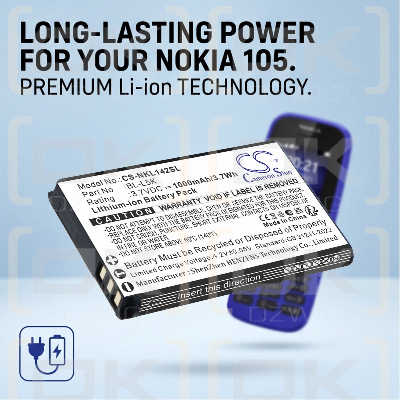Bateria zamienna do Nokia  TA-1456 / BL-L5K 1000 mAh Li-ion 3.7 V (Cameron Sino)