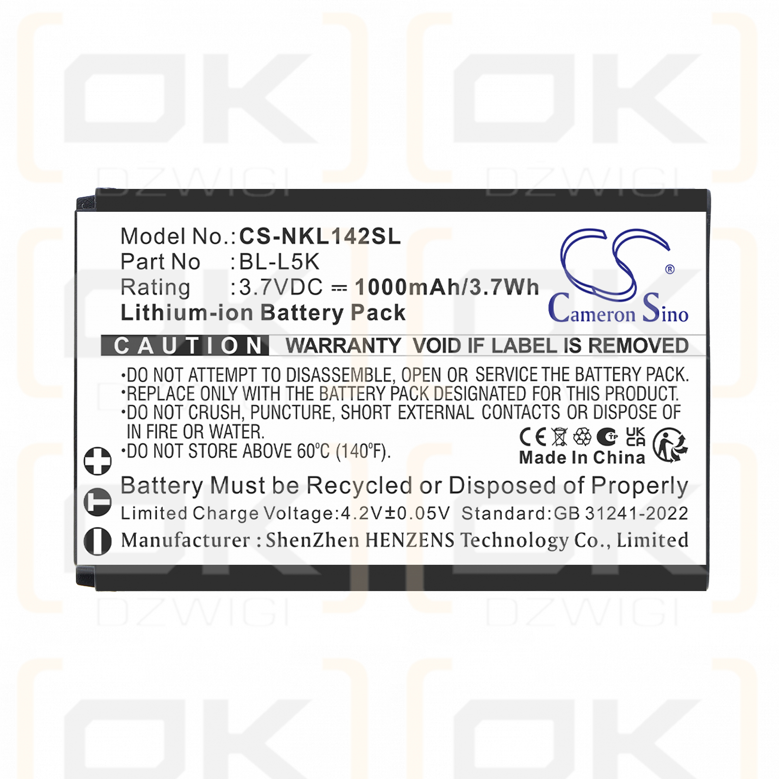 Bateria zamienna do Nokia  TA-1456 / BL-L5K 1000 mAh Li-ion 3.7 V (Cameron Sino)