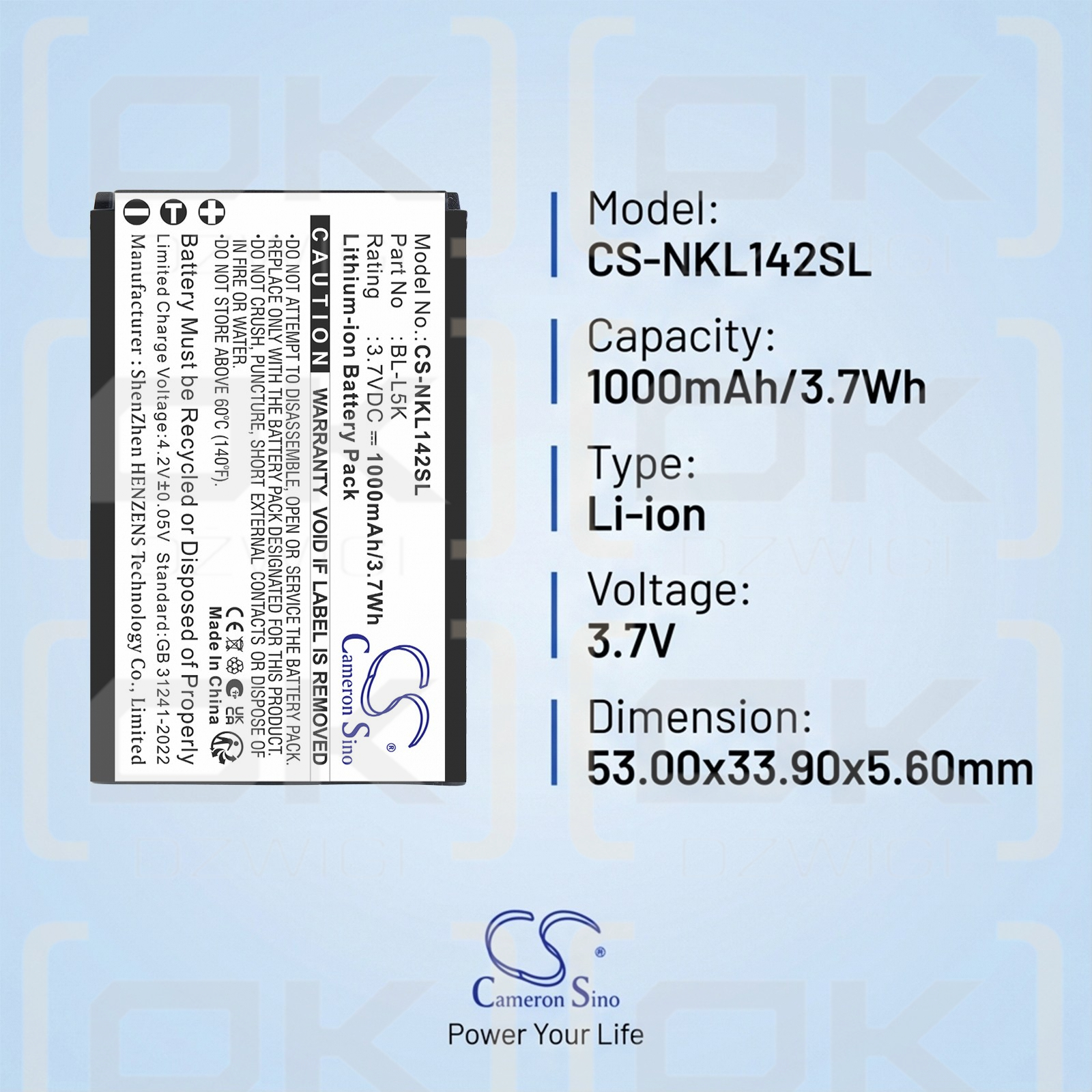 Bateria zamienna do Nokia  TA-1456 / BL-L5K 1000 mAh Li-ion 3.7 V (Cameron Sino)