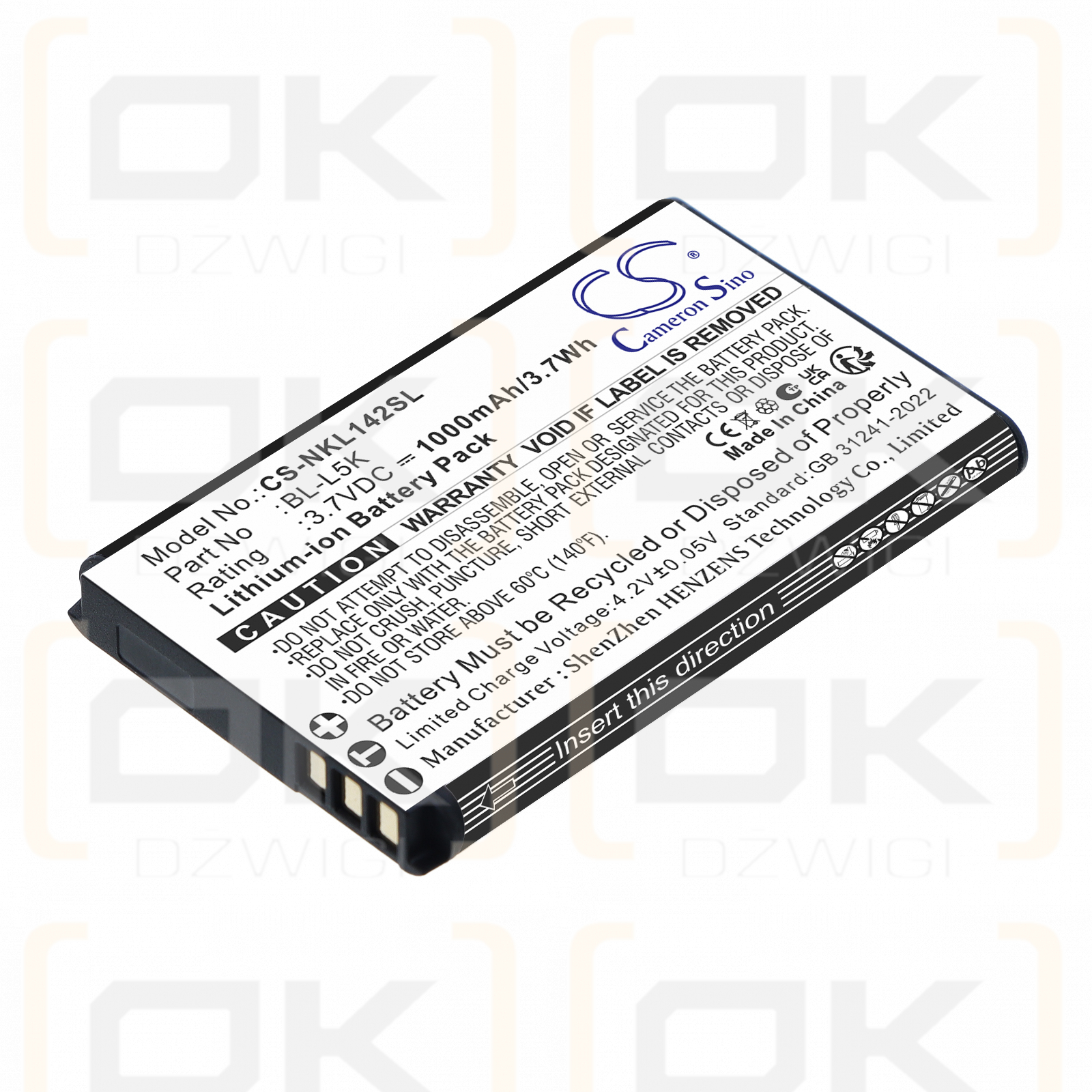 Bateria zamienna do Nokia  TA-1456 / BL-L5K 1000 mAh Li-ion 3.7 V (Cameron Sino)