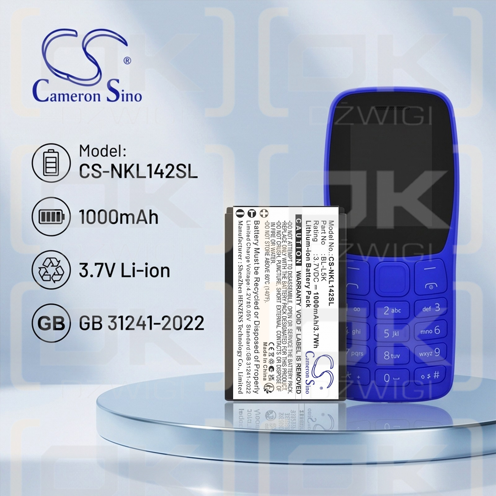 Bateria zamienna do Nokia  TA-1456 / BL-L5K 1000 mAh Li-ion 3.7 V (Cameron Sino)