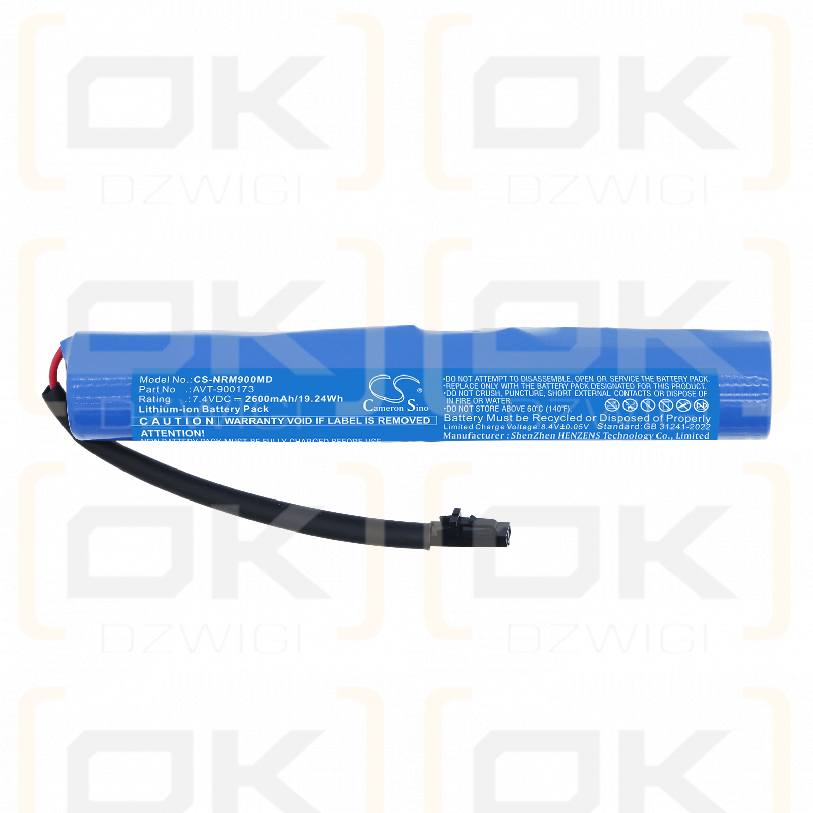 Ersatzakku für Neuromove NM900 / AVT-900173 2600 mAh Li-Ion 7,4 V (Cameron Sino)