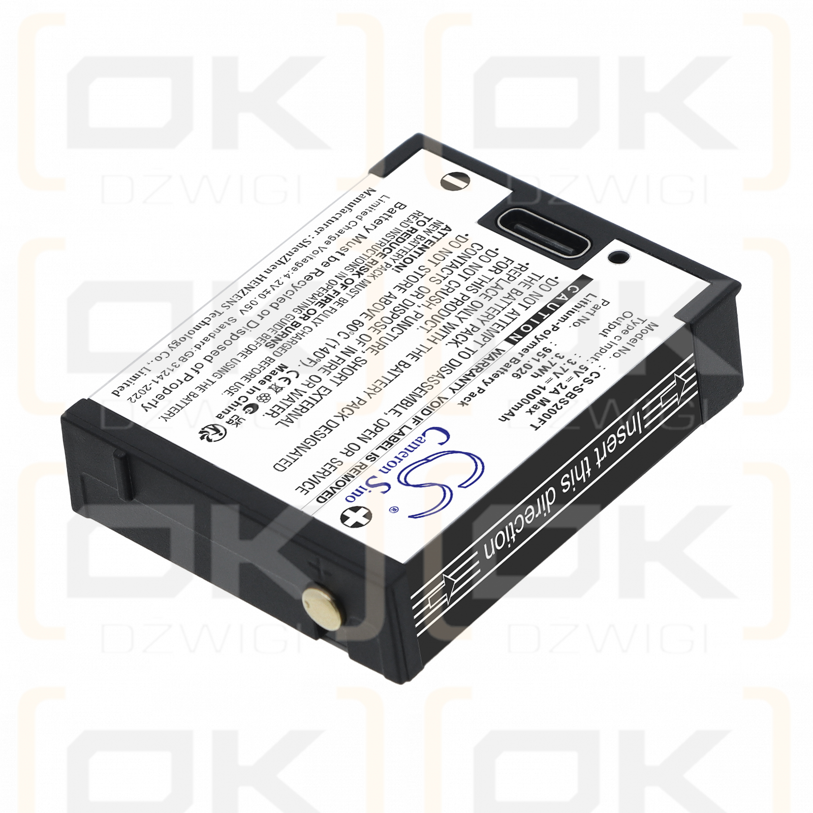 Replacement battery for Suprabeam S4 / 951.026 1000 mAh Li-Polymer 3.7 V (Cameron Sino)
