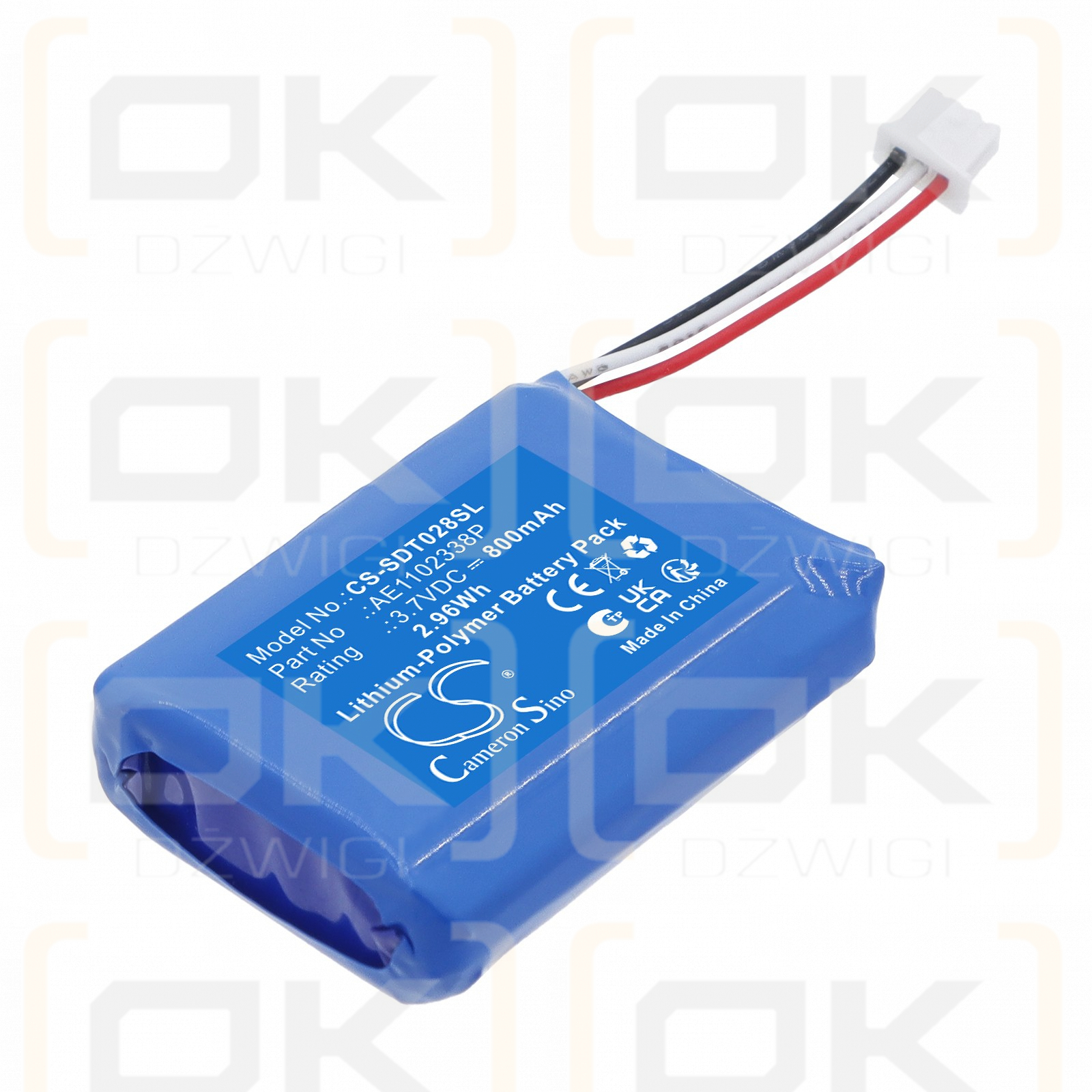 Ersatzakku für Dogtra 280X Sender / AE1102338P 800mAh Li-Polymer 3,7V (Cameron Sino)