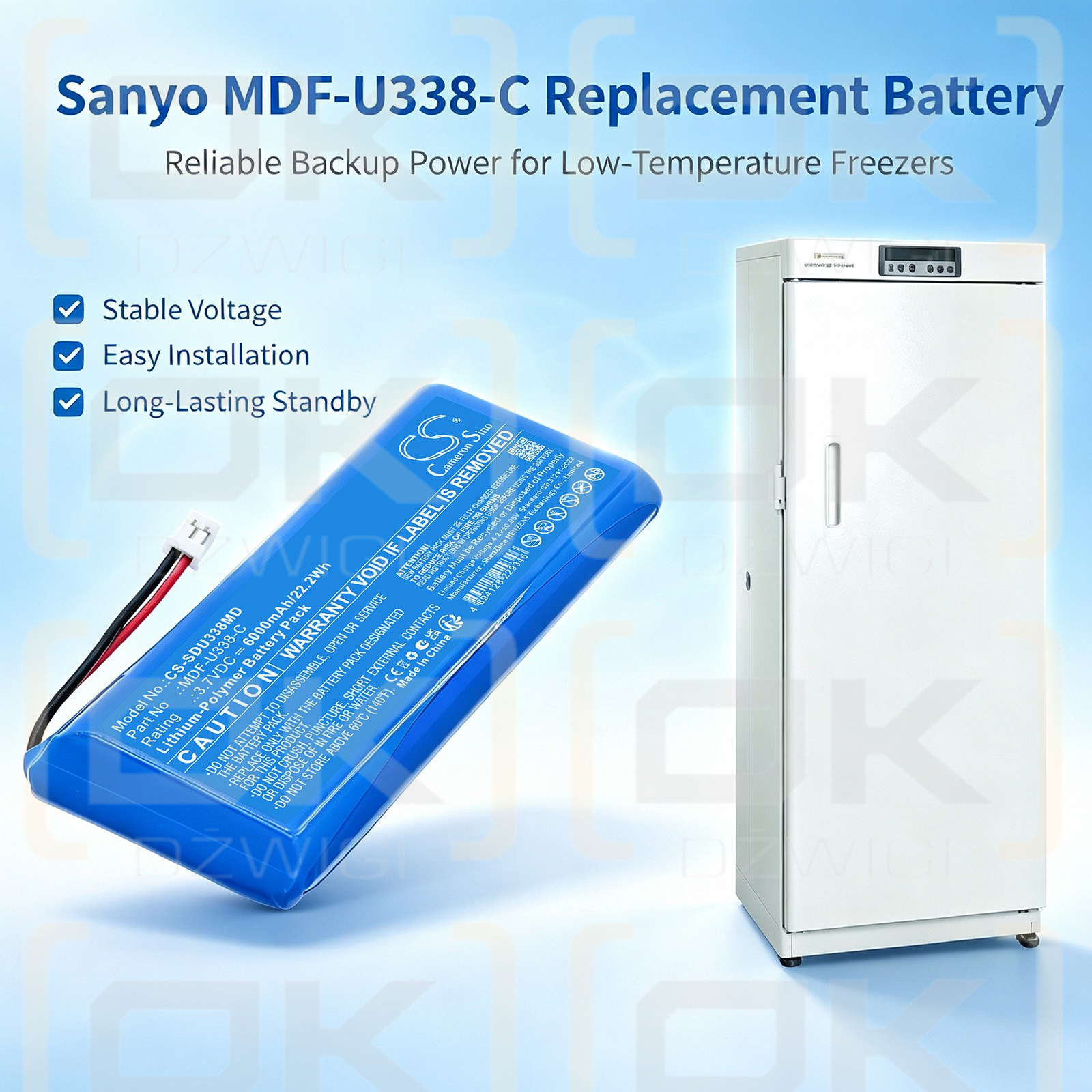 Сменный аккумулятор для Sanyo MDF-U338-C 6000 мАч Li-Polymer 3,7 В (Cameron Sino)