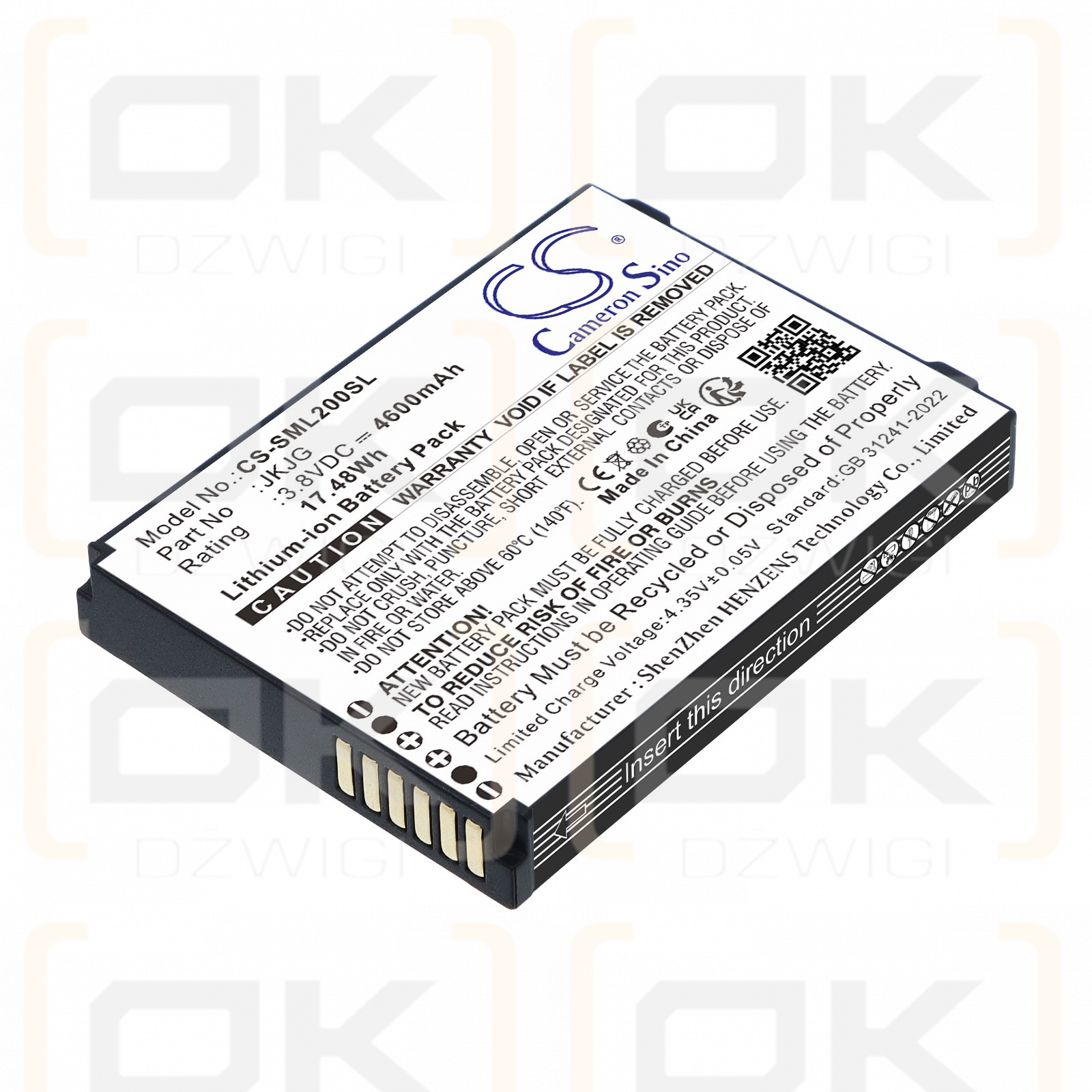 Batería de repuesto para Sunmi L2K / JKJG 4600mAh 3.8V (Cameron Sino)