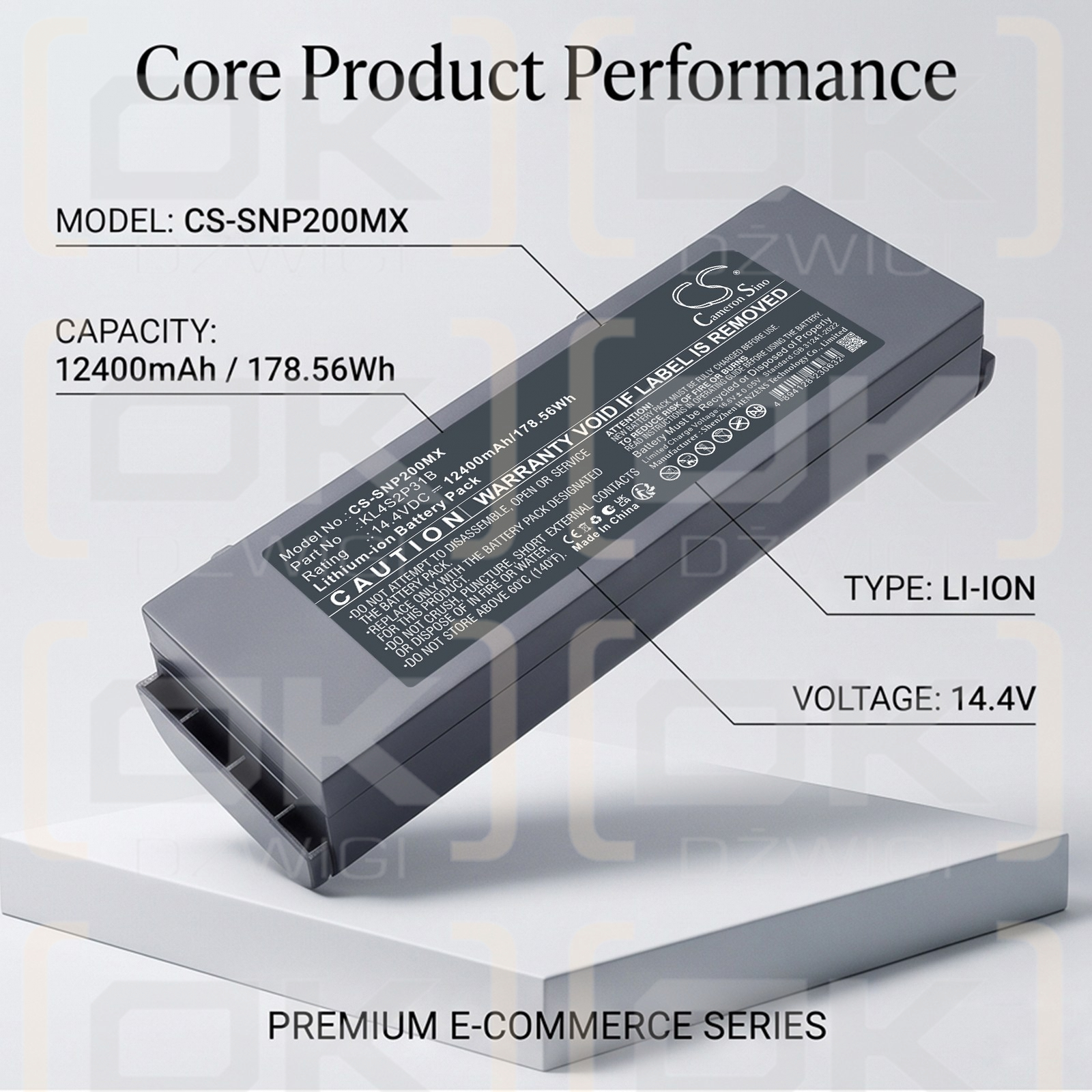 Ersatzakku für SonoScape X5 / KL4S2P31A 12400 mAh Li-Ion 14,4 V (Cameron Sino)