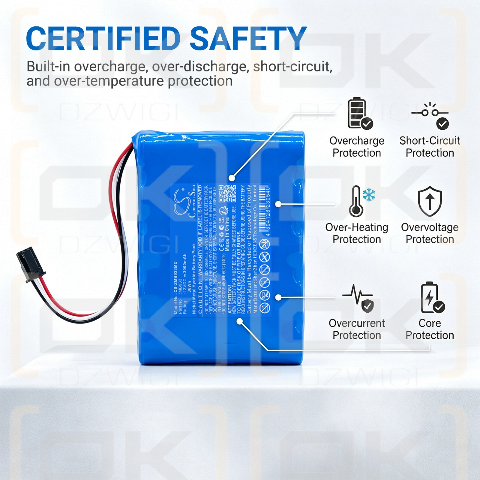 Ersatzakku für Zeiner Medical Rescue Vakuumpumpe / MB933 3000 mAh Ni-MH 12 V (Cameron Sino)