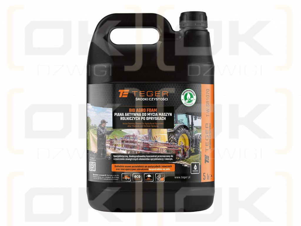 Piana aktywna do mycia maszyn rolniczych po opryskach - BIO AGRO FOAM, koncentrat 5l, Teger