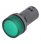 Green LED indicator light; 22mm; 24V; flat