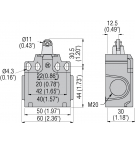 Limit switch 1R 1Z Snap action, plastic, plunger with roller