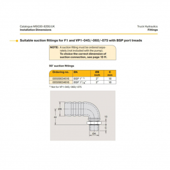 Suction port Parker 2"; 1 1/4" BSP 90 degrees