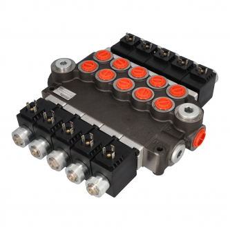 5-section hydraulic distributor, electrically controlled 24 VDC