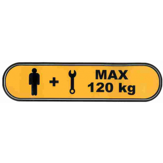 Warning sticker "MAX 120kg" 400x90mm