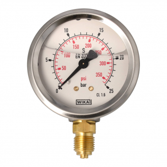 Wika pressure gauge with bottom connection G 1/4"; 0-25 bar; NS 63mm; Model 213.53
