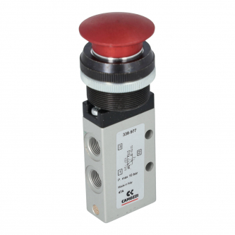 Camozzi 3/2 NC pneumatic valve; G 1/8 "; monostable; manual operation; red