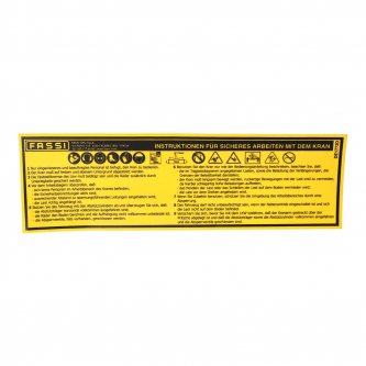 Sticker Instructions for safe use of the Fassi "DE" crane
