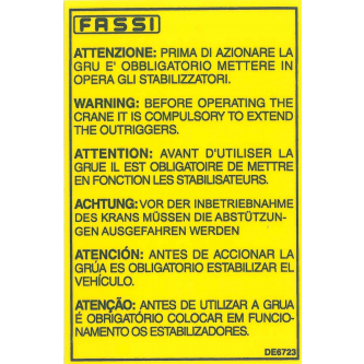 Fassi warning sticker