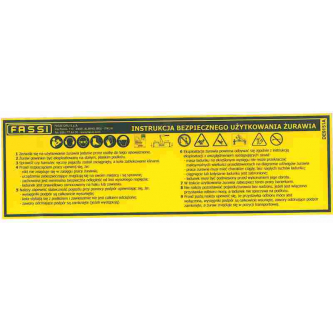 Sticker Instructions for safe use of the Fassi crane