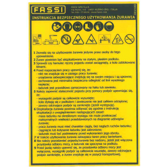 Sticker Instructions for safe use of the Fassi "PL" crane