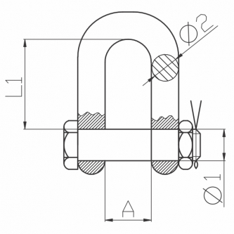 Longitudinal shackle 2T with protection, class 6