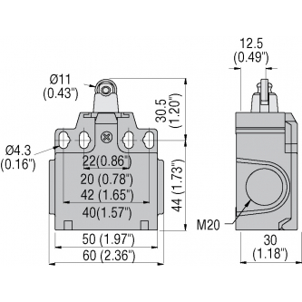 Limit switch 1R 1Z Snap action, plastic, plunger with roller