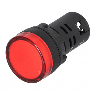 Red LED indicator light; 22mm; 24V; convex