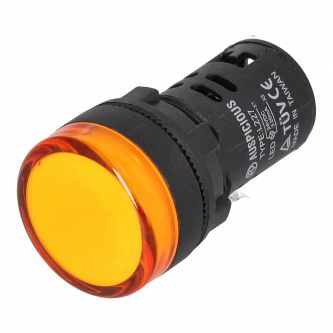 Yellow LED indicator light; 22mm; 24V; convex