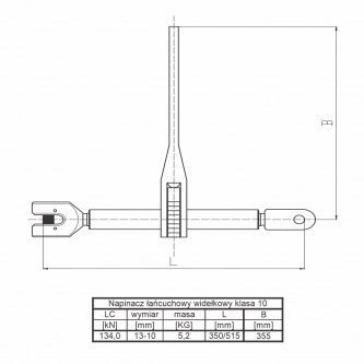 Fork chain tensioner 134kN, class 10