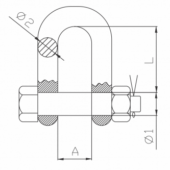 Shackle, straight, longitudinal 2T, with protection, class 8