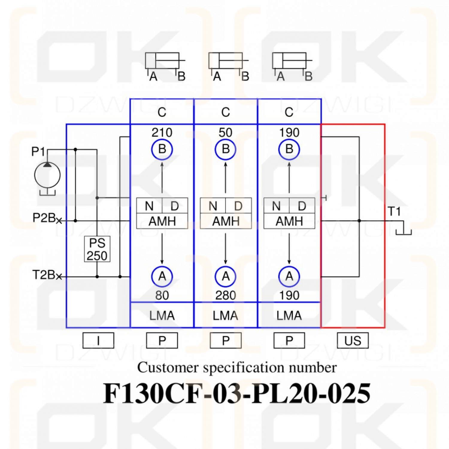 Parker F130CF 3-section manifold