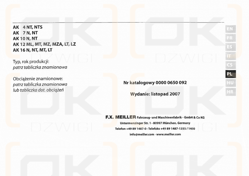 Meiller Kipper AK skip loader manual
